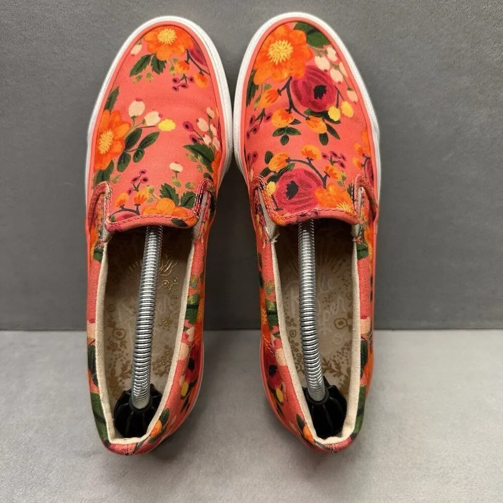 Womens Size 7 Keds x Rifle Paper‎ Co Anchor Shoes Floral Pink Floral Slip-On